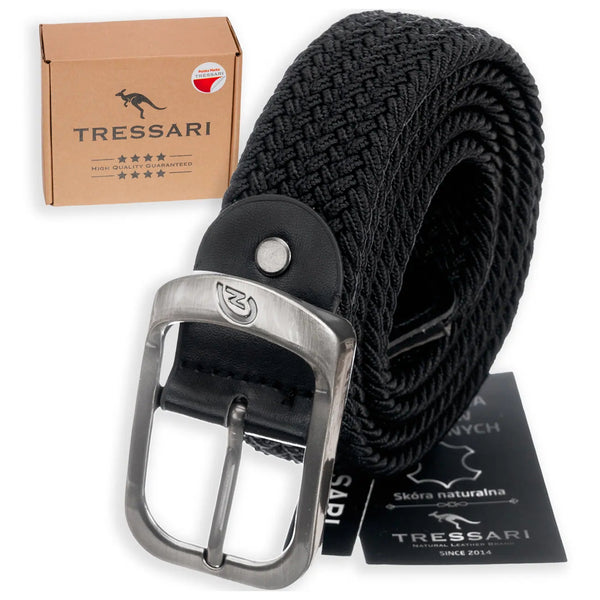 Pintas diržas Tressari, juodas, sidabrinė sagtis