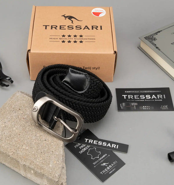 Pintas diržas Tressari, juodas, sidabrinė sagtis