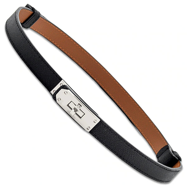 Moteriškas siauras odinis diržas su sidabrine sagtimi