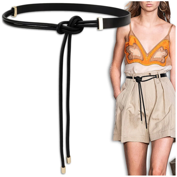 Moteriškas siauras odinis diržas juodas elegantiškas