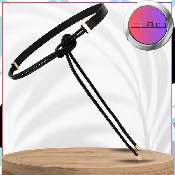 Moteriškas siauras odinis diržas juodas elegantiškas