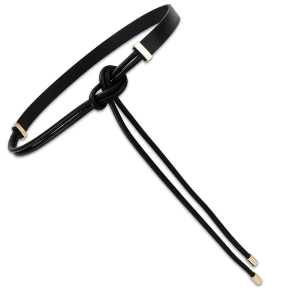 Moteriškas siauras odinis diržas juodas elegantiškas