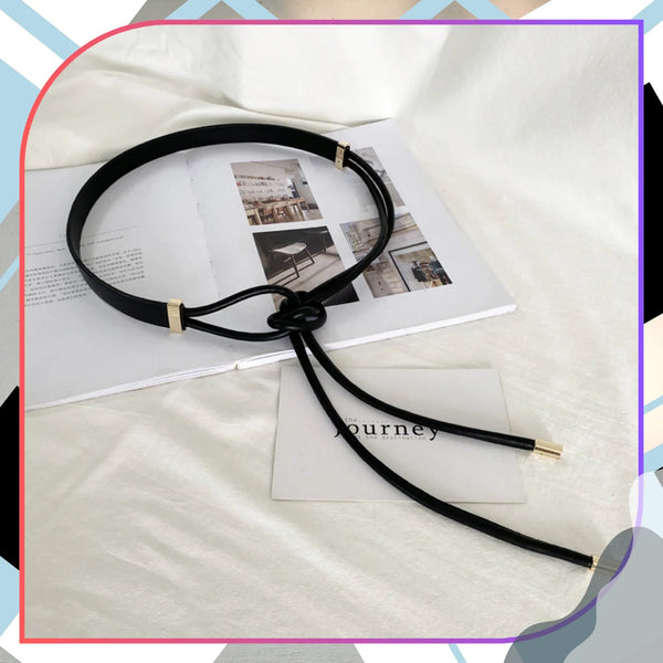 Moteriškas siauras odinis diržas juodas elegantiškas