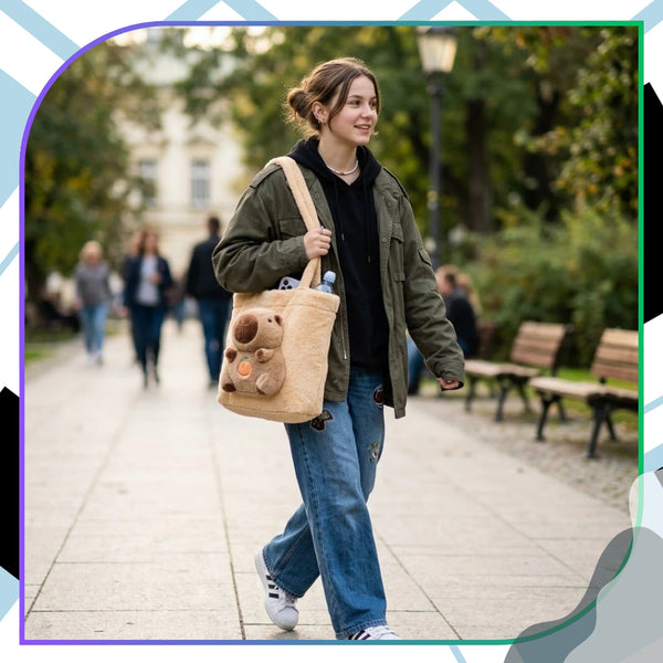 Smėlio pliušinis shopper krepšys Kapibara