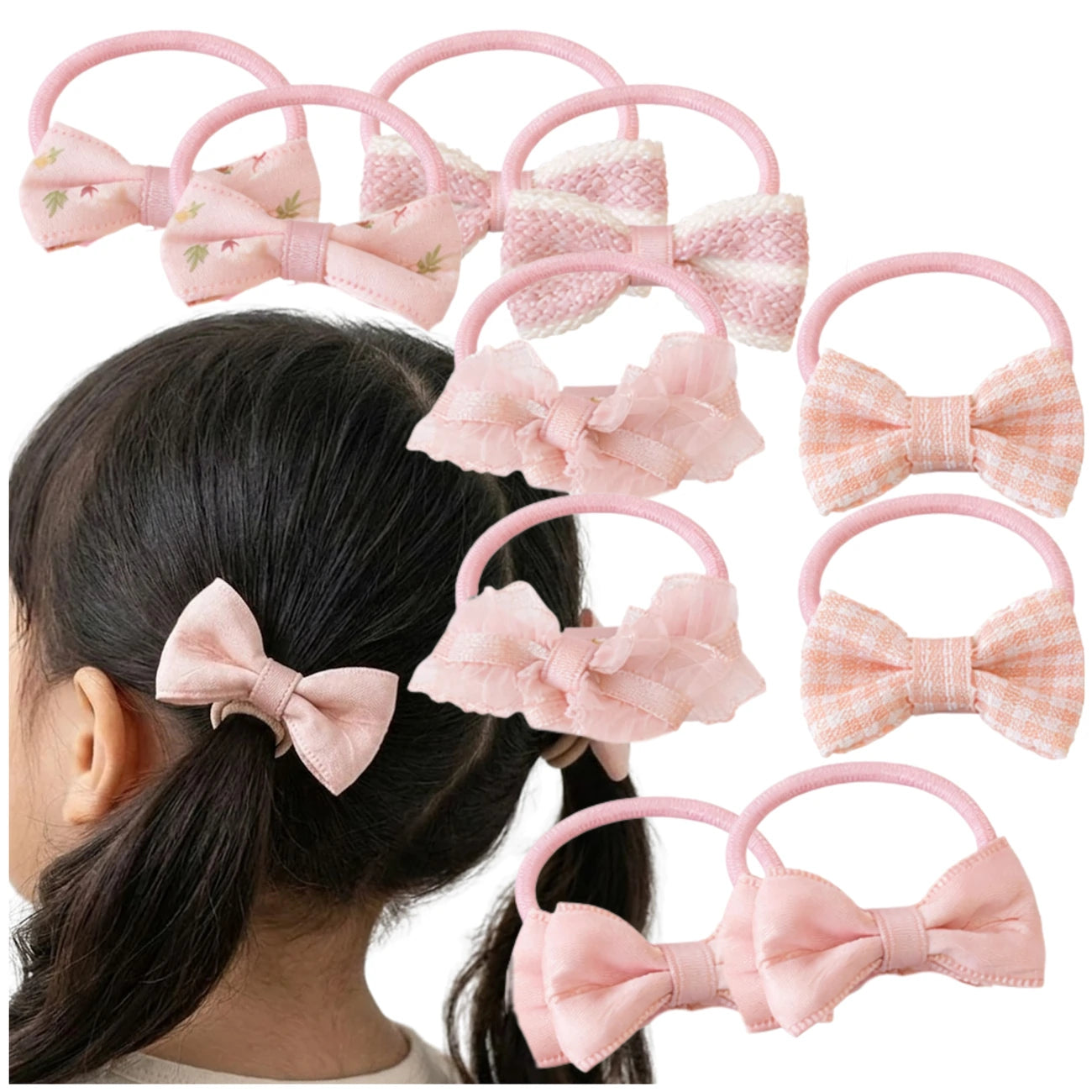 Plaukų gumytės su kaspinėliais, 10 vnt.