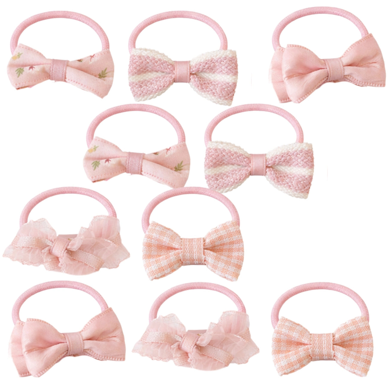 Plaukų gumytės su kaspinėliais, 10 vnt.