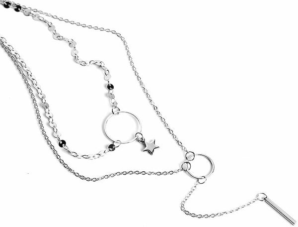 Chokeris su žvaigždele – sidabrinės arba auksinės spalvos