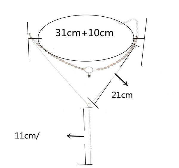 Chokeris su žvaigždele – sidabrinės arba auksinės spalvos