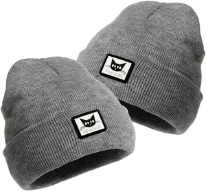 Moteriška šilta beanie kepurė su katinu, pilka
