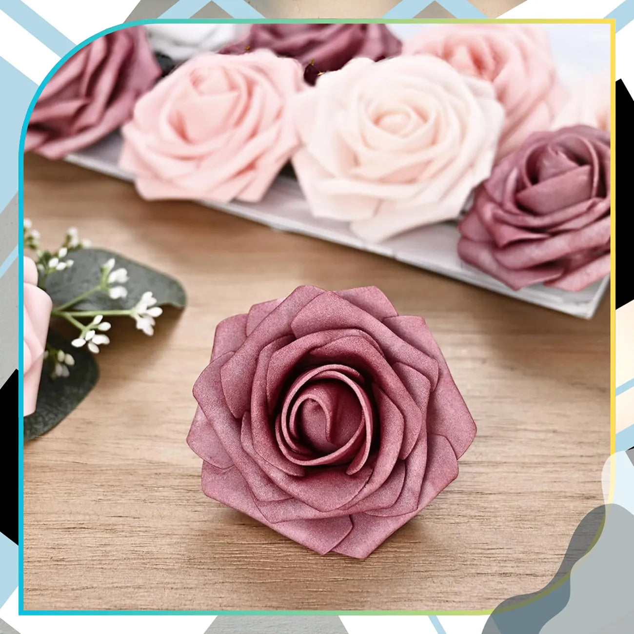 Dekoratyvinės dirbtinės rožės, 25 vnt., spalvotos