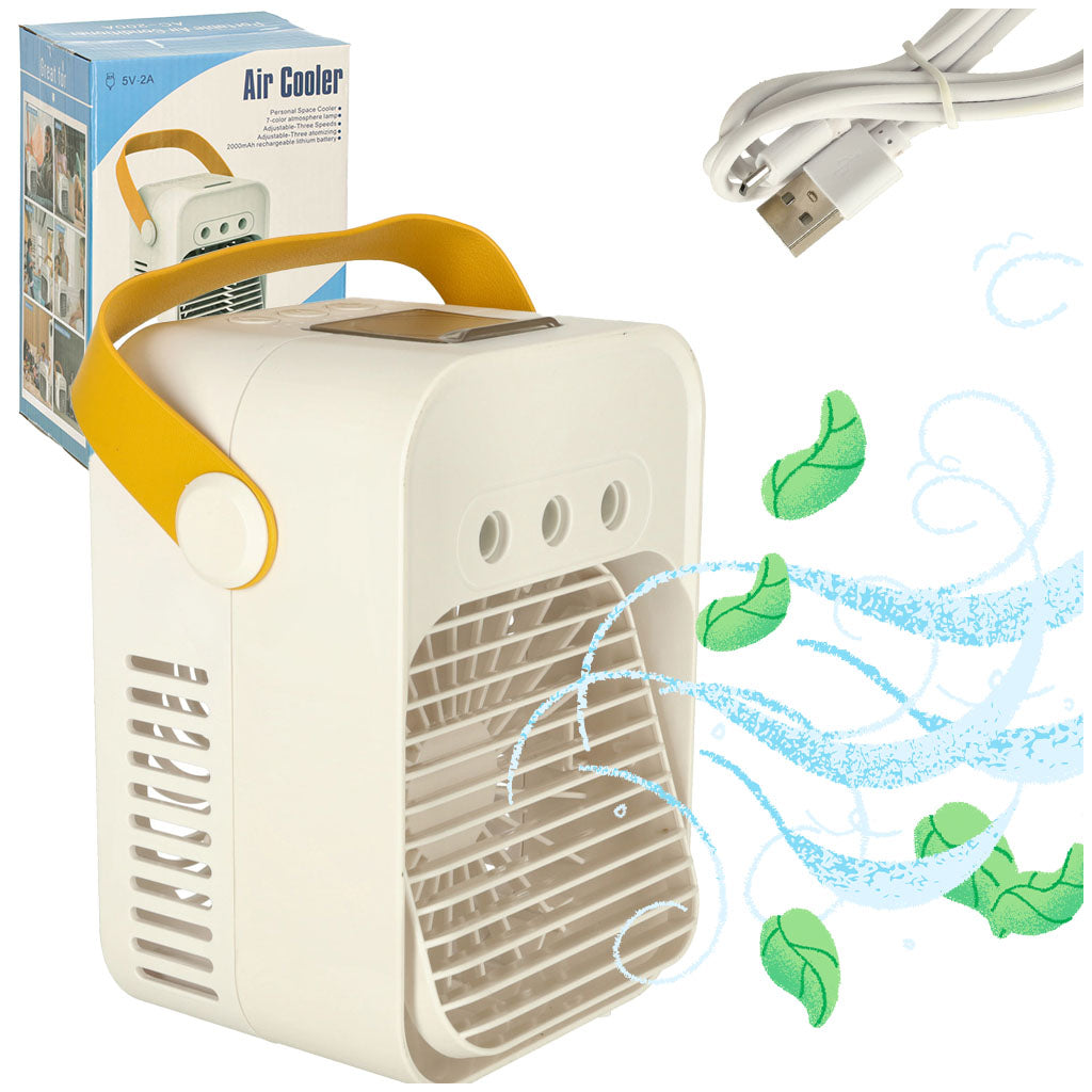 Nešiojamas USB baltas stalo ventiliatorius ir oro drėkintuvas