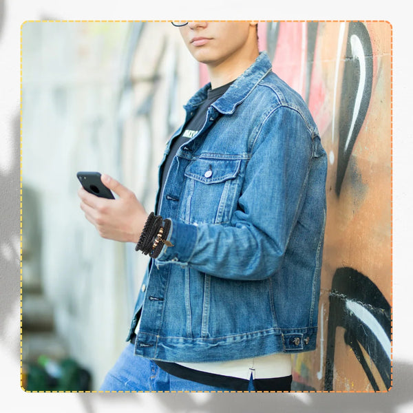 Vyriškų odinių apyrankių rinkinys su karoliukais