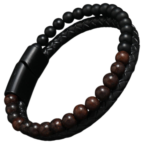 Vyriška apyrankė – natūrali oda ir akmenys