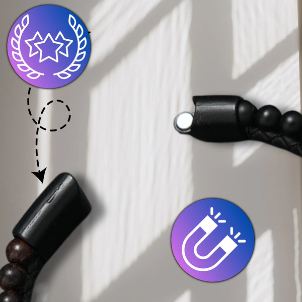 Vyriška apyrankė – natūrali oda ir akmenys