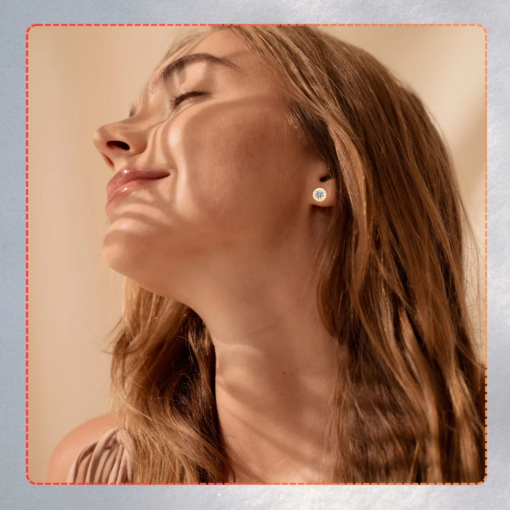 Auksiniai auskarai su cirkoniu, chirurginis plienas