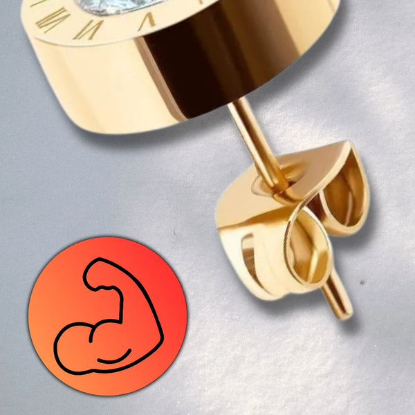 Auksiniai auskarai su cirkoniu, chirurginis plienas