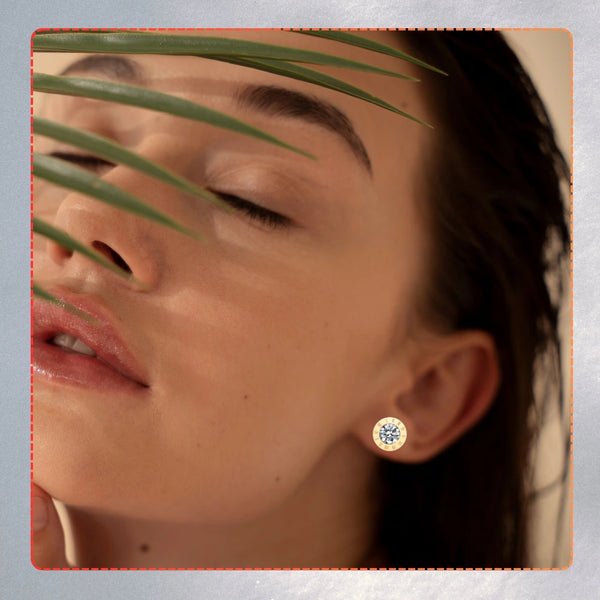 Auksiniai auskarai su cirkoniu, chirurginis plienas