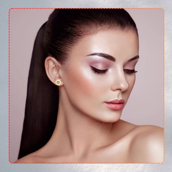 Auksiniai auskarai su cirkoniu, chirurginis plienas