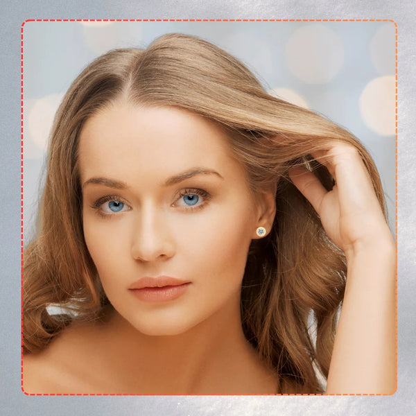 Auksiniai auskarai su cirkoniu, chirurginis plienas