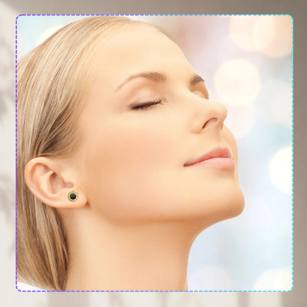 Auksuoti auskarai su juodu akcentu, chirurginis plienas