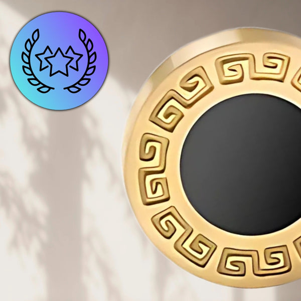 Auksuoti auskarai su juodu akcentu, chirurginis plienas