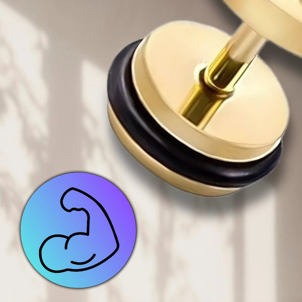 Auksuoti auskarai su juodu akcentu, chirurginis plienas