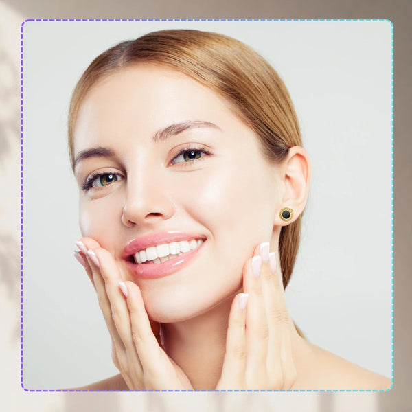 Auksuoti auskarai su juodu akcentu, chirurginis plienas