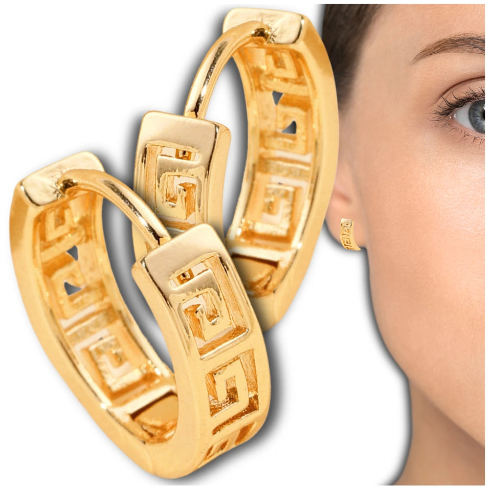 Auksinės spalvos ažūriniai auskarai, chirurginis plienas