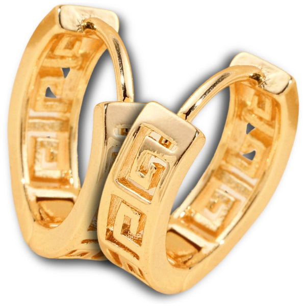 Auksinės spalvos ažūriniai auskarai, chirurginis plienas