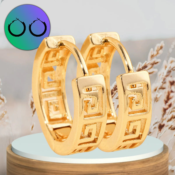 Auksinės spalvos ažūriniai auskarai, chirurginis plienas