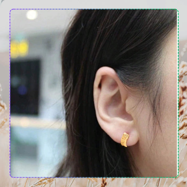 Auksinės spalvos ažūriniai auskarai, chirurginis plienas