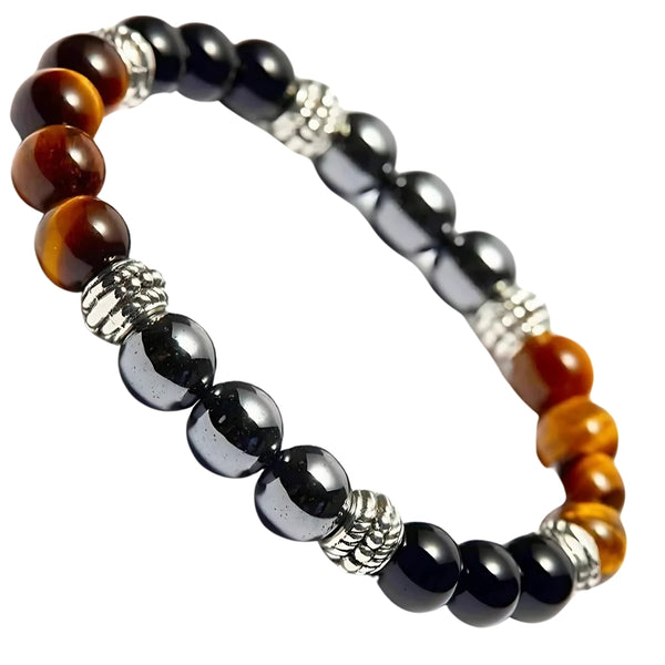 Apsauginė apyrankė: hematitas, tigro akis ir juodasis obsidianas