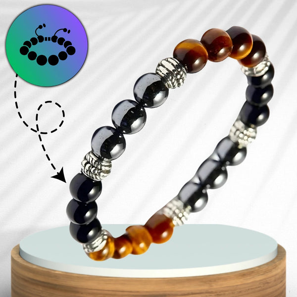 Apsauginė apyrankė: hematitas, tigro akis ir juodasis obsidianas