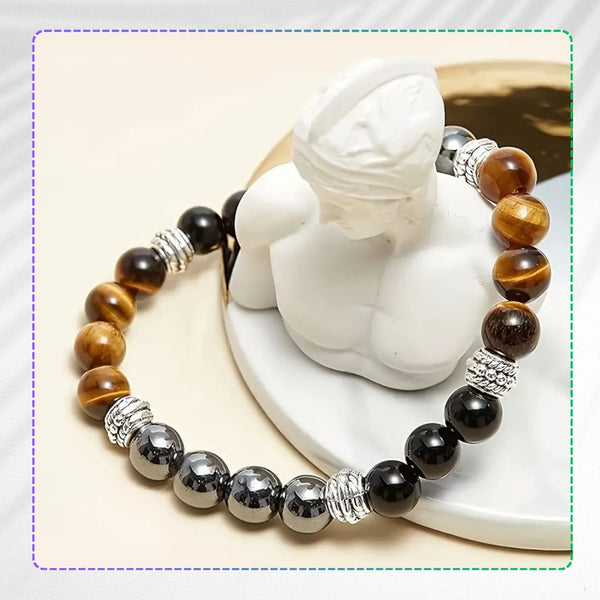 Apsauginė apyrankė: hematitas, tigro akis ir juodasis obsidianas