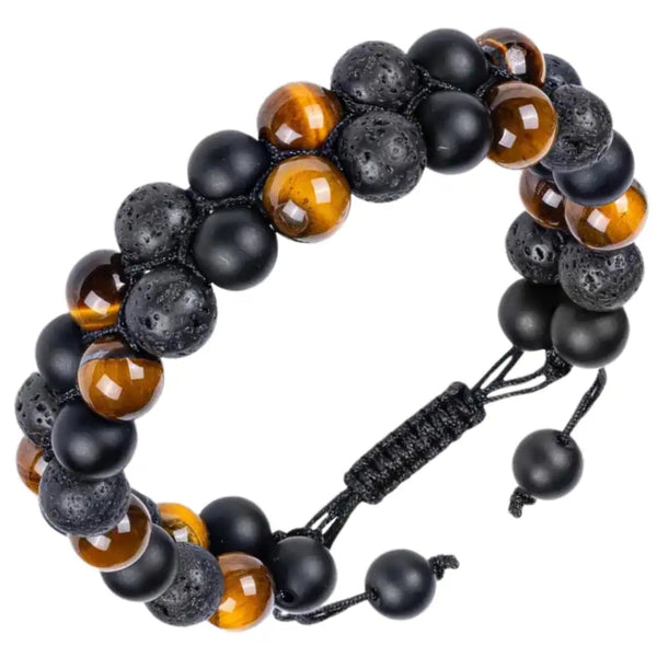 Apyrankė iš natūralių akmenų – tigro akis ir vulkaninė uoliena