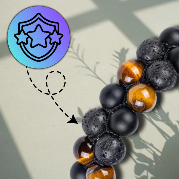 Apyrankė iš natūralių akmenų – tigro akis ir vulkaninė uoliena