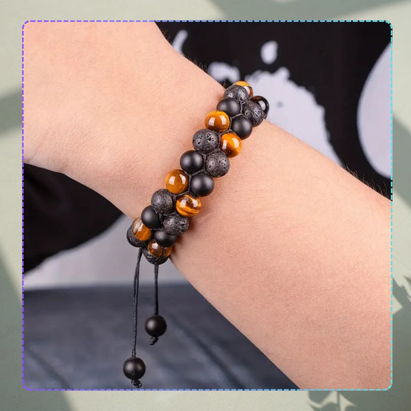 Apyrankė iš natūralių akmenų – tigro akis ir vulkaninė uoliena