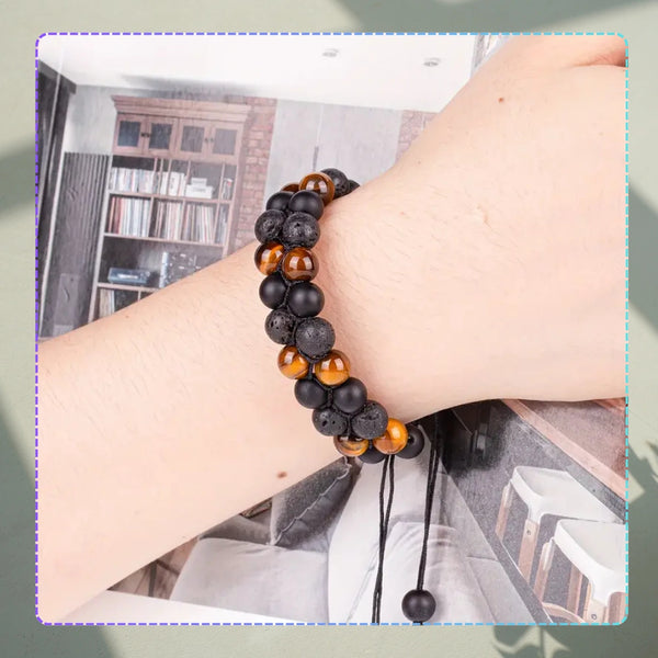 Apyrankė iš natūralių akmenų – tigro akis ir vulkaninė uoliena