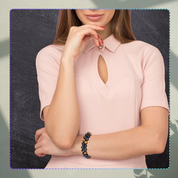 Apyrankė iš natūralių akmenų – tigro akis ir vulkaninė uoliena