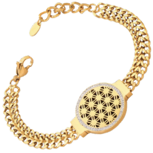 Auksinė plati apyrankė, chirurginis plienas, moteriška