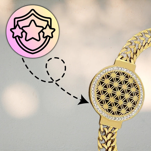 Auksinė plati apyrankė, chirurginis plienas, moteriška