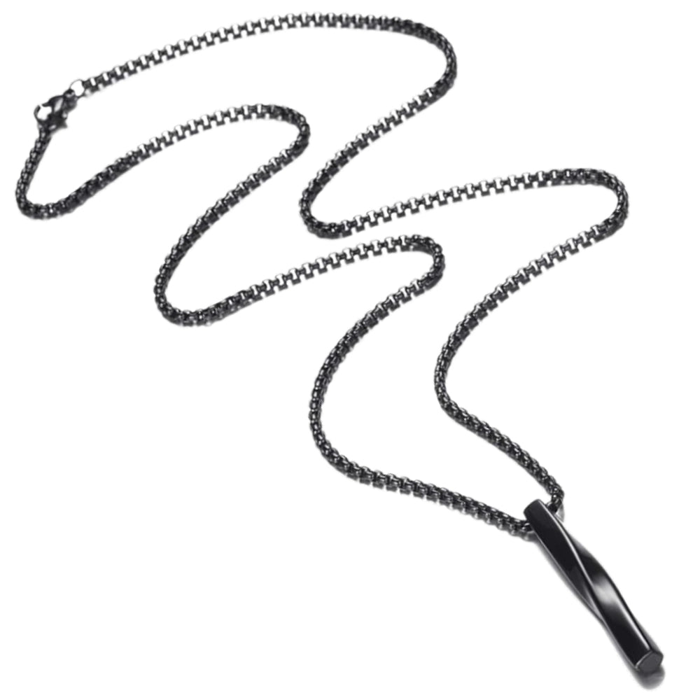 Vyriškas juodas plieninis vėrinys su spiralės pakabuku