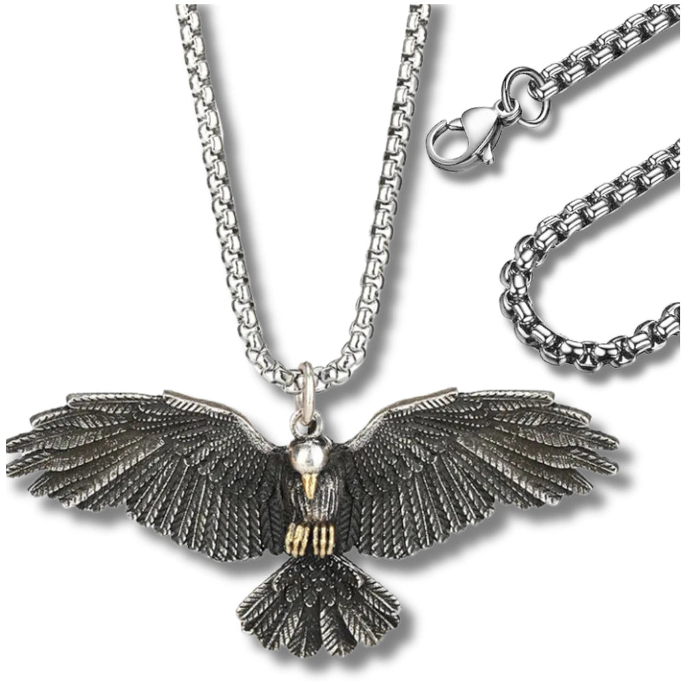 Vyriškas sidabrinės spalvos pakabukas su ereliu