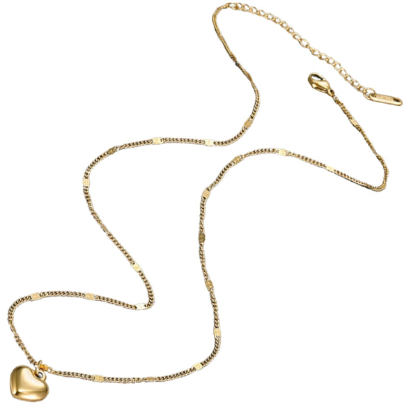 Auksinis kaklo papuošalas su širdelės pakabuku, chirurginis plienas