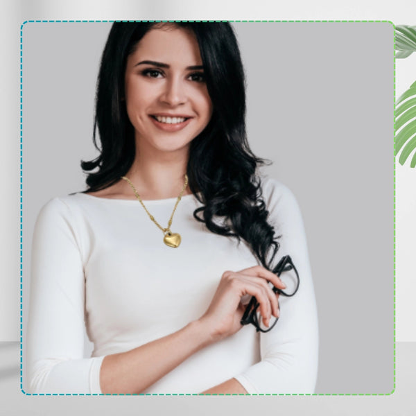 Auksinis kaklo papuošalas su širdelės pakabuku, chirurginis plienas