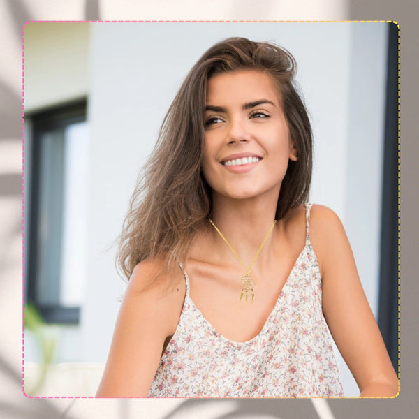 Auksinis kaklo papuošalas su sapnų gaudykle, plienas