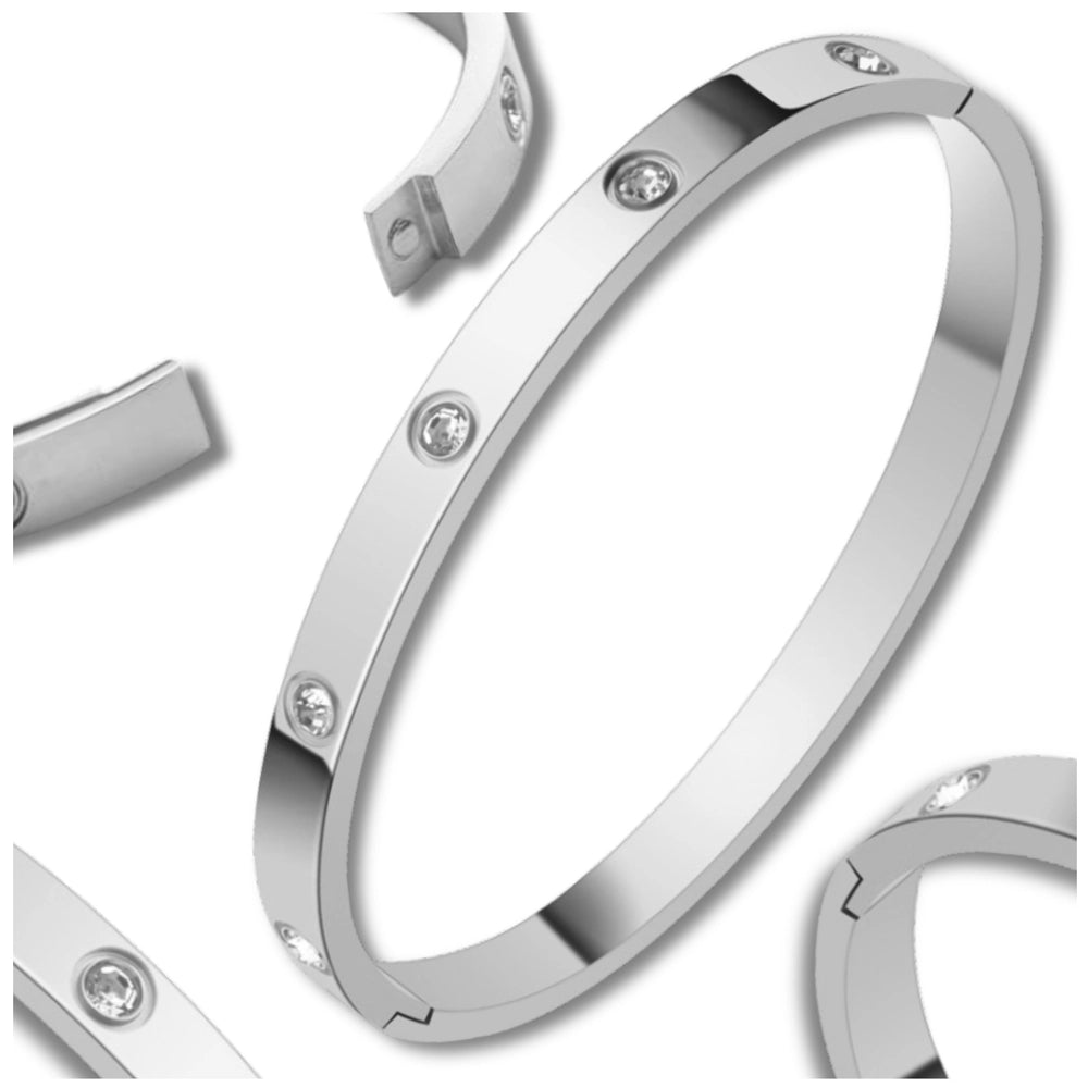 Sidabrinė standi apyrankė, chirurginis plienas 316L (spaustukas)