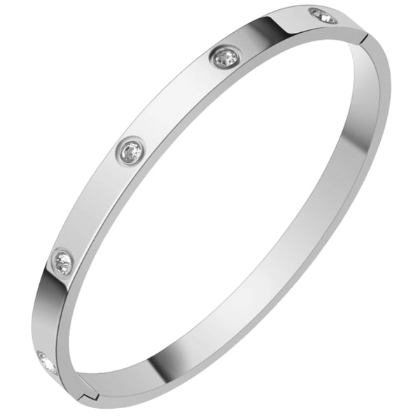 Sidabrinė standi apyrankė, chirurginis plienas 316L (spaustukas)