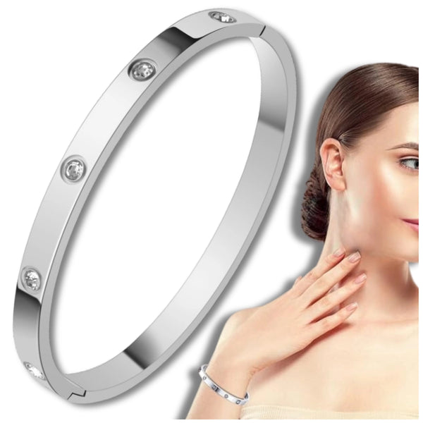 Sidabrinė standi apyrankė, chirurginis plienas 316L (spaustukas)