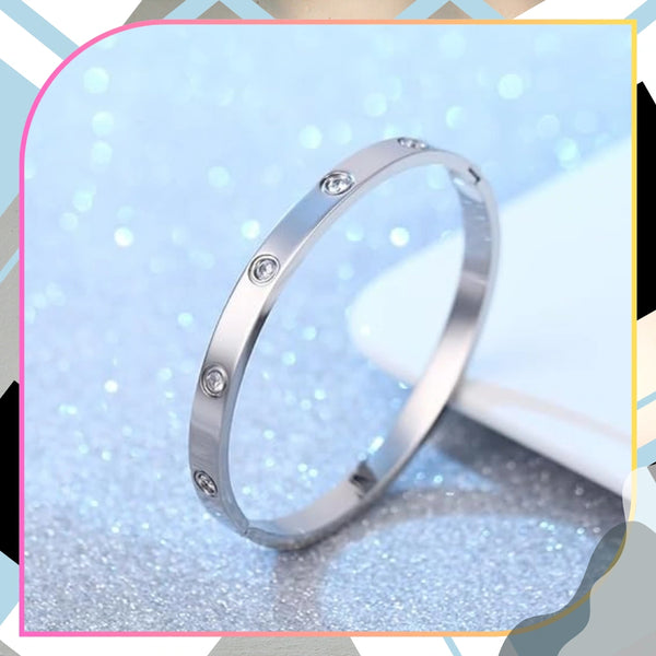 Sidabrinė standi apyrankė, chirurginis plienas 316L (spaustukas)